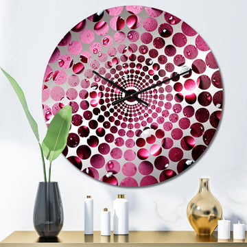 Red Rose With Raindrops On Black VIII - Floral Metal Wall Clock